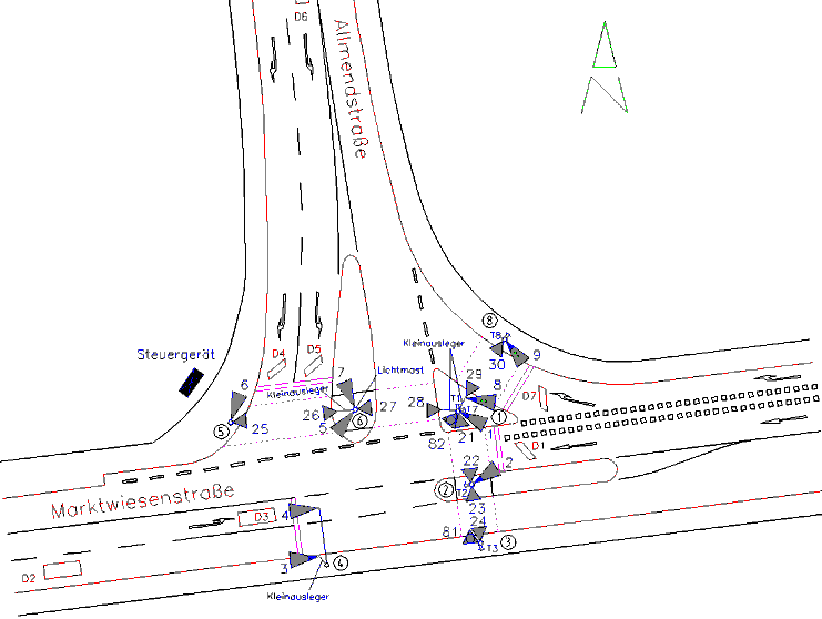 Signallageplan eines Knotens in Reutlingen